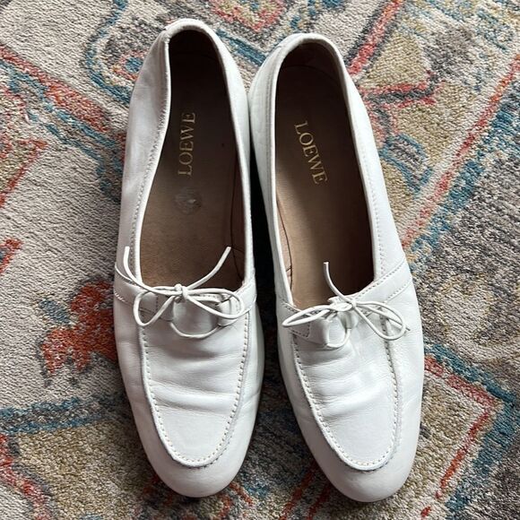 Loewe white Leather Loafers - 11